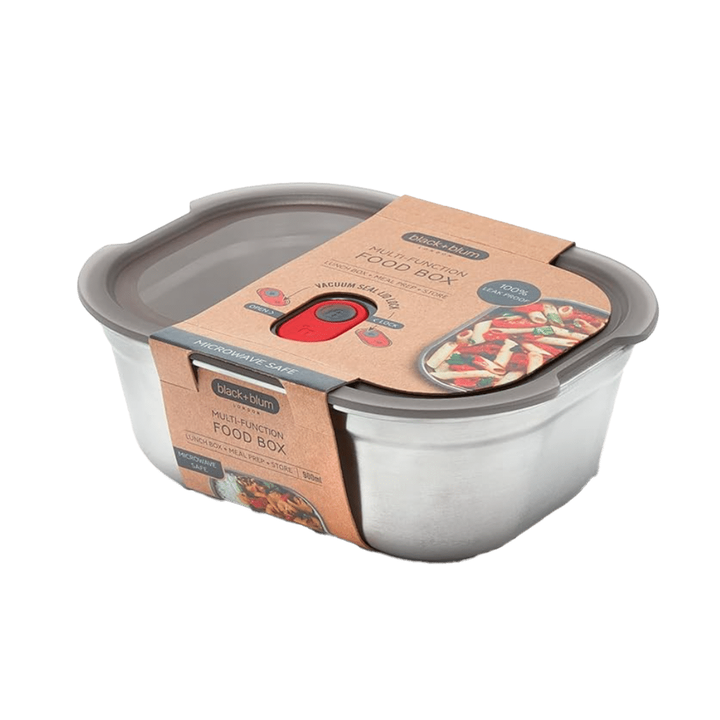 une boîte repas 900ml acier inoxydable Black+Blum, vue de face sur fond blanc