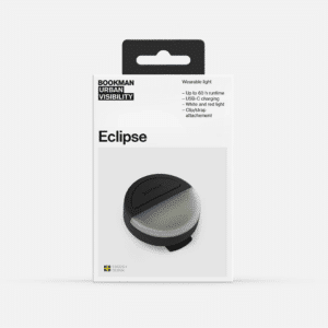 Lampe de sécurité multifonction Eclipse noire, Bookman Urban Visibility, vue de face sur fond blanc