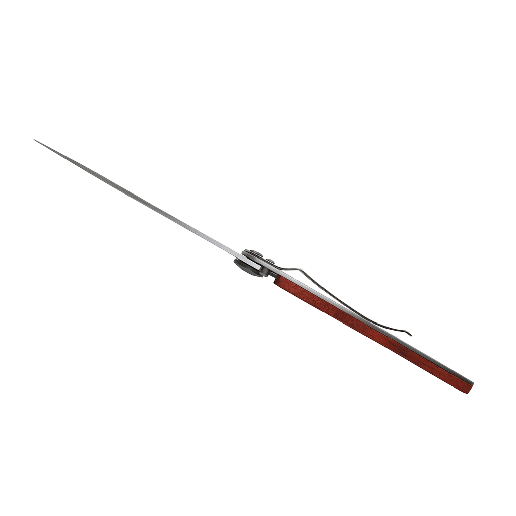 Couteau de poche titane 37g - Bois corail - Arbre, Deejo, vue de coté sur fond blanc