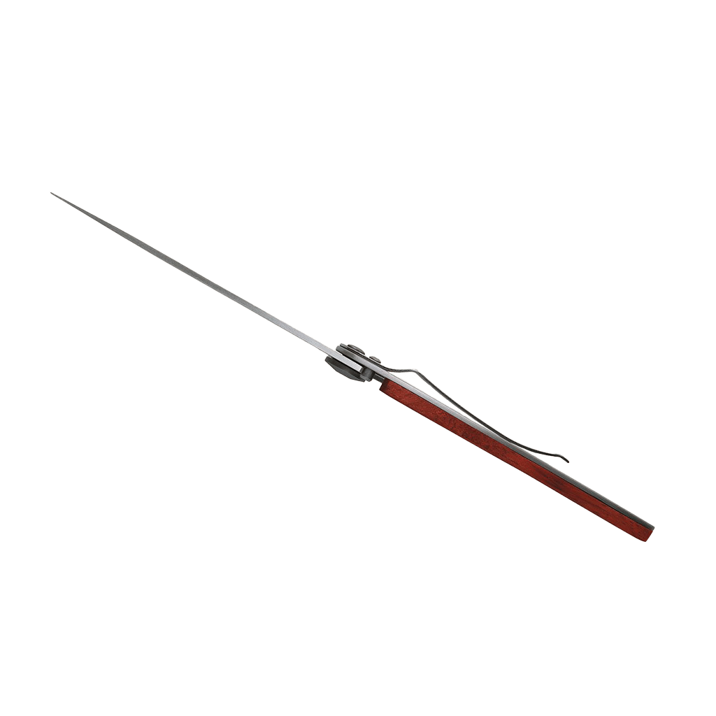 Couteau de poche titane 37g - Bois corail - Chevaux sauvages, Deejo, vue de côté sur fond blanc