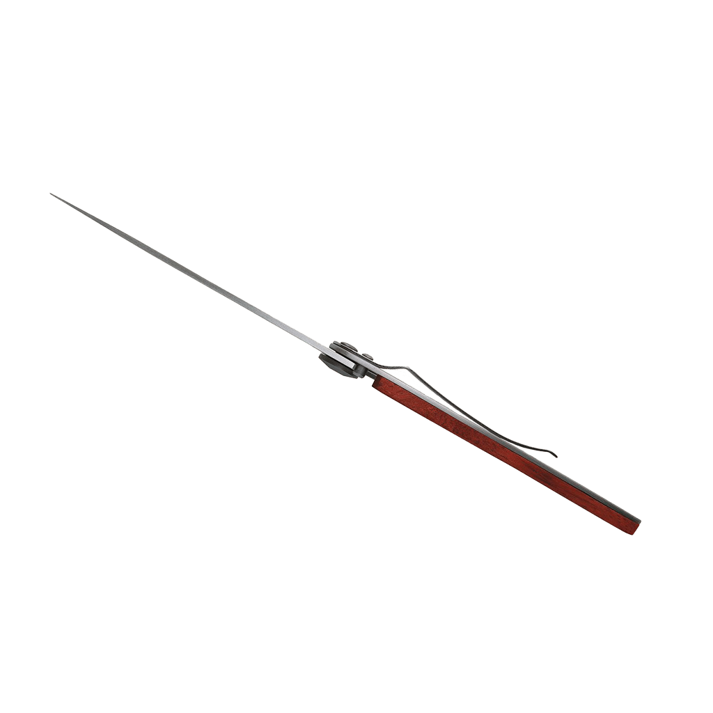 Couteau de poche titane 37g - Bois corail - Montagne, Deejo, vue de côté sur fond blanc