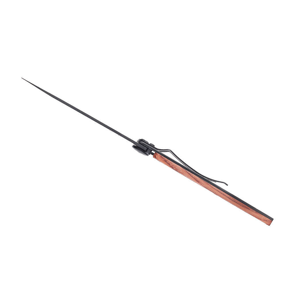 Couteau de poche titane 37g - Bois corail - Polynésien, Deejo, vu de côté sur fond blanc
