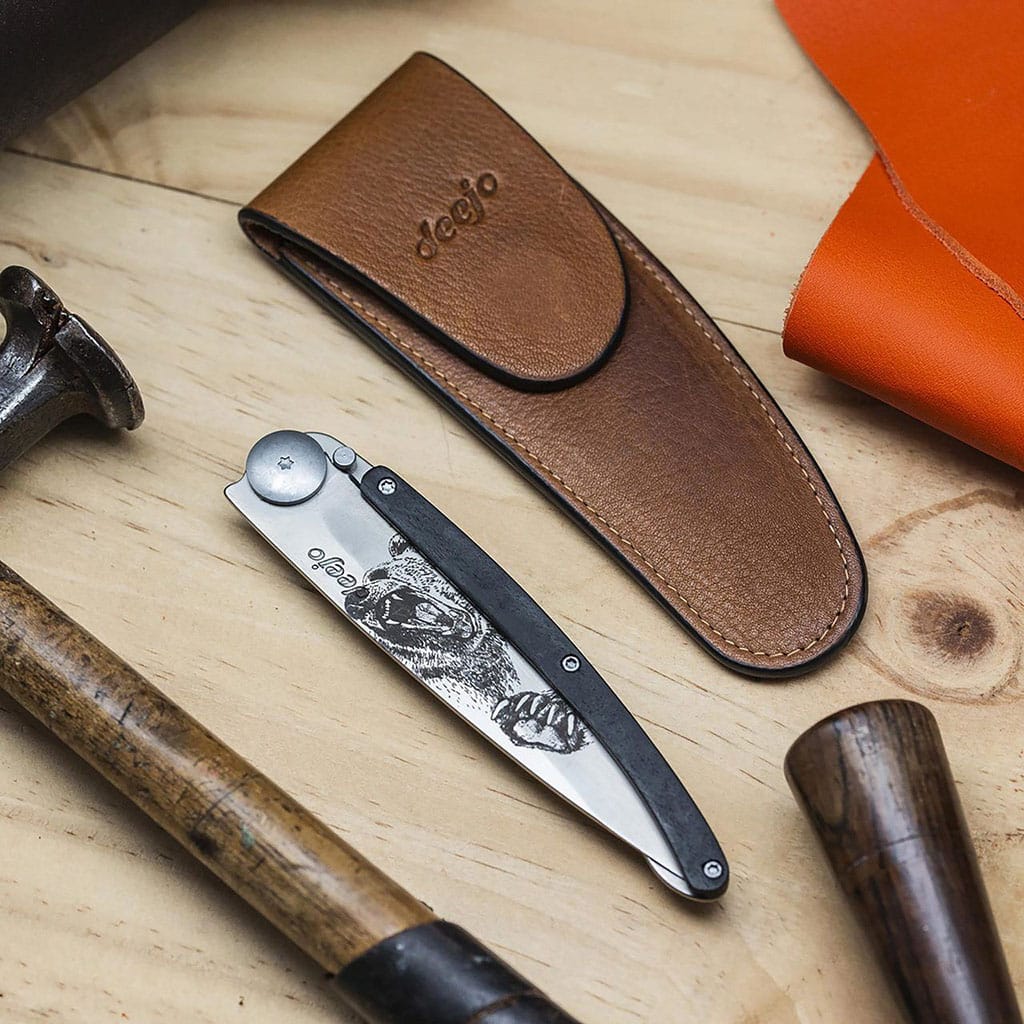 Couteau de poche titane 37g - Ébène - Grizzli, Deejo, vue de face