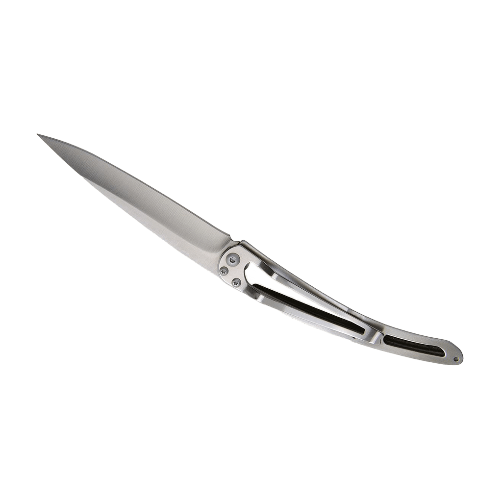 Couteau de poche titane 37g - Ébène - Grizzli, Deejo, vue de dos sur fond blanc