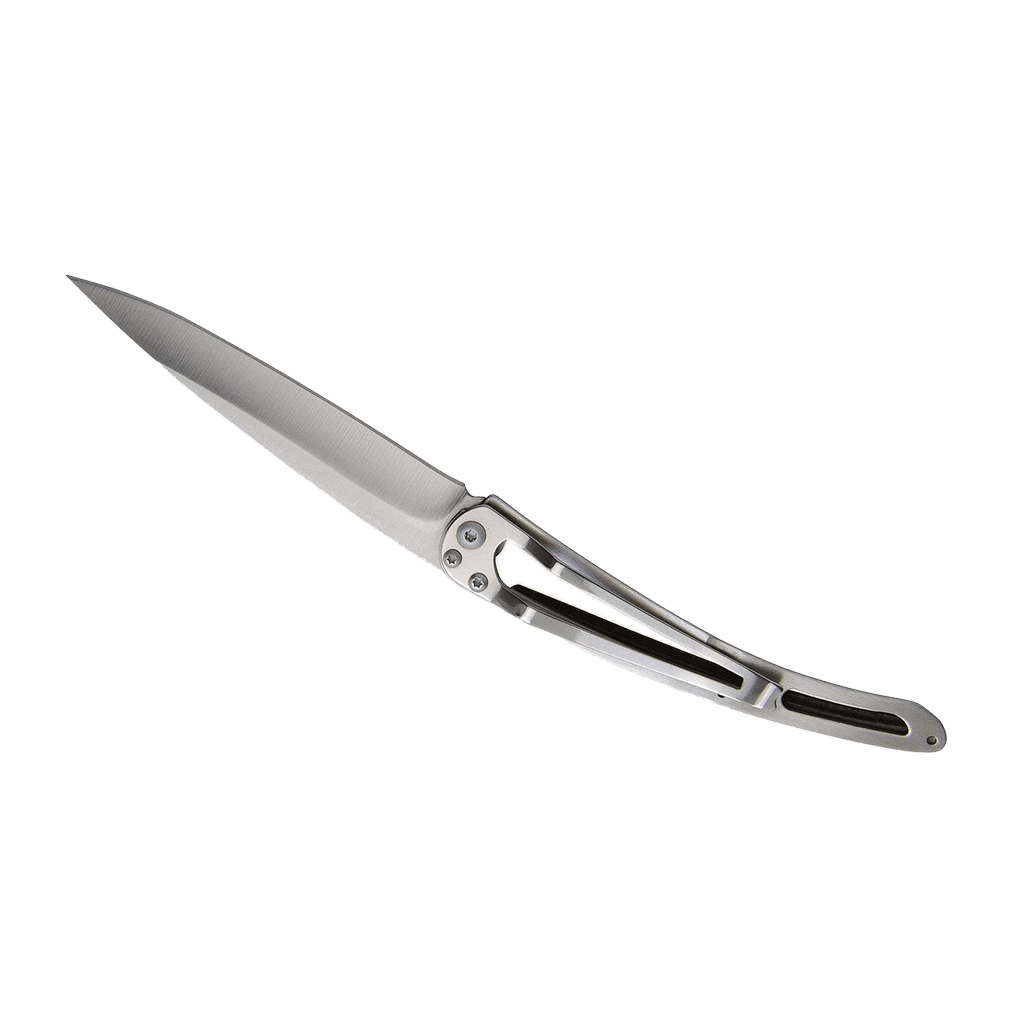 Couteau de poche titane 37g - Ébène - Latino skull, Deejo, vue de dos sur fond blanc