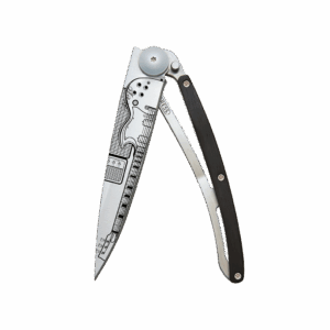 Couteau de poche titane 37g - Ébène - Rock'n roll, Deejo, vue de face sur fond blanc