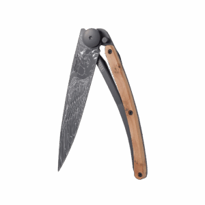 Couteau de poche titane 37g - Genévrier - Aigle, Deejo, vue de face sur fond blanc
