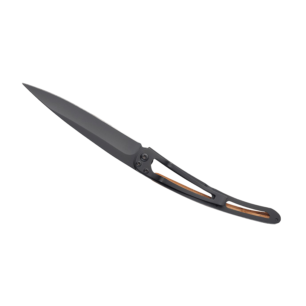 Couteau de poche titane 37g - Genévrier - Vague, Deejo, vue de dos sur fond blanc