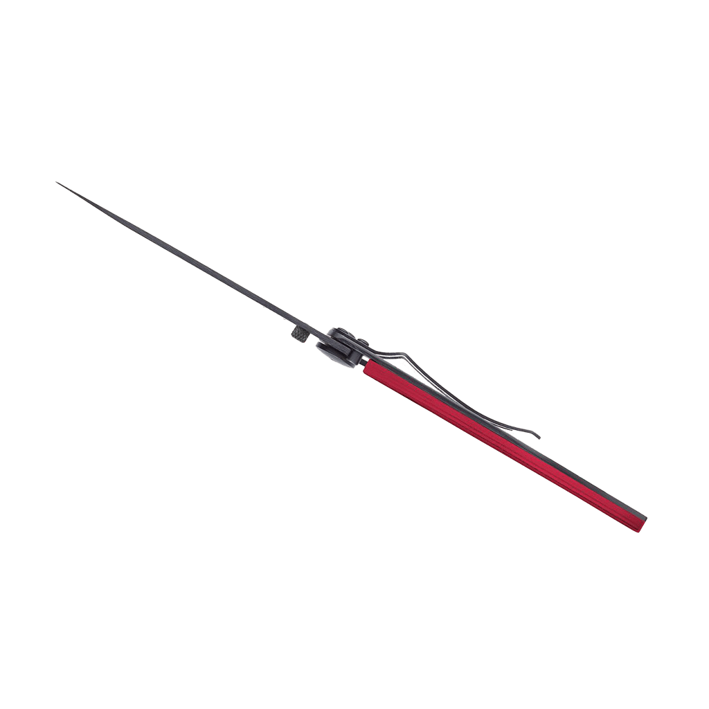 Couteau de poche black aluminium 37g - Rouge - Frise, Deejo, vue de côté sur fond blanc