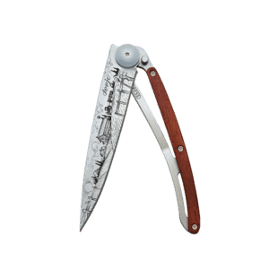 Couteau de poche titane 37g - Bois corail - A la Ferme, Deejo, vue de face sur fond blanc