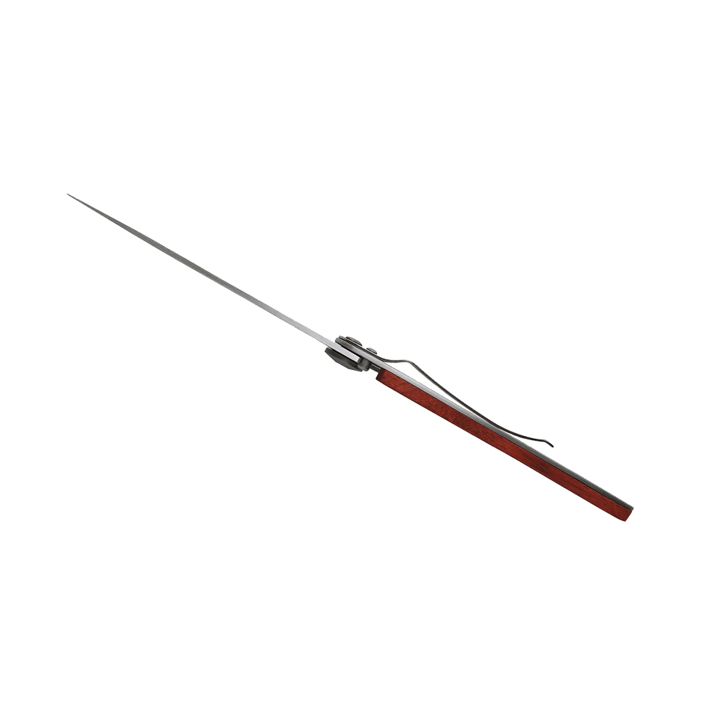 Couteau de poche titane 37g - Bois corail - Champignon, Deejo, vue de côté sur fond blanc
