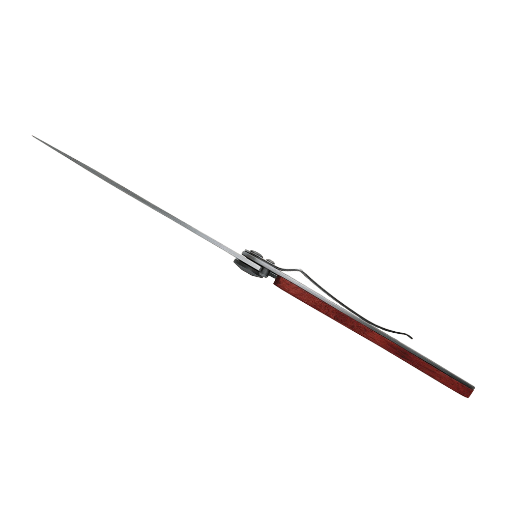 Couteau de poche titane 37g - Bois corail - Young timer, Deejo, vue de côté sur fond blanc