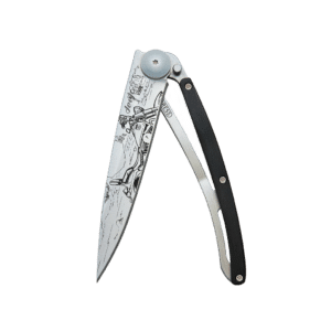 Couteau de poche titane 37g - Ébène - Easy rider, Deejo, vue de face sur fond blanc