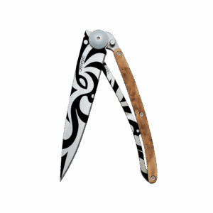 Couteau de poche titane 37g - Genévrier - Tribal, Deejo, vue de face sur fond blanc