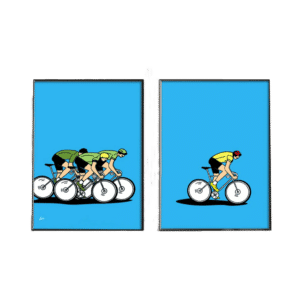 Duo d'affiches Colorées Cyclisme, Fere Paris, vue de face sur fond blanc