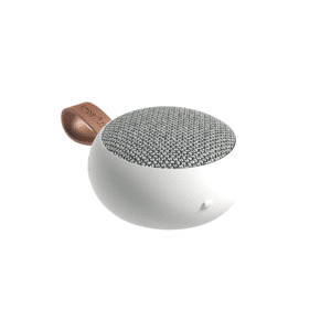 Enceinte aGO 2 Fabric Blanc Kreafunk : Petit Design, Grand Son, Kreafunk, vue de côté sur fond blanc