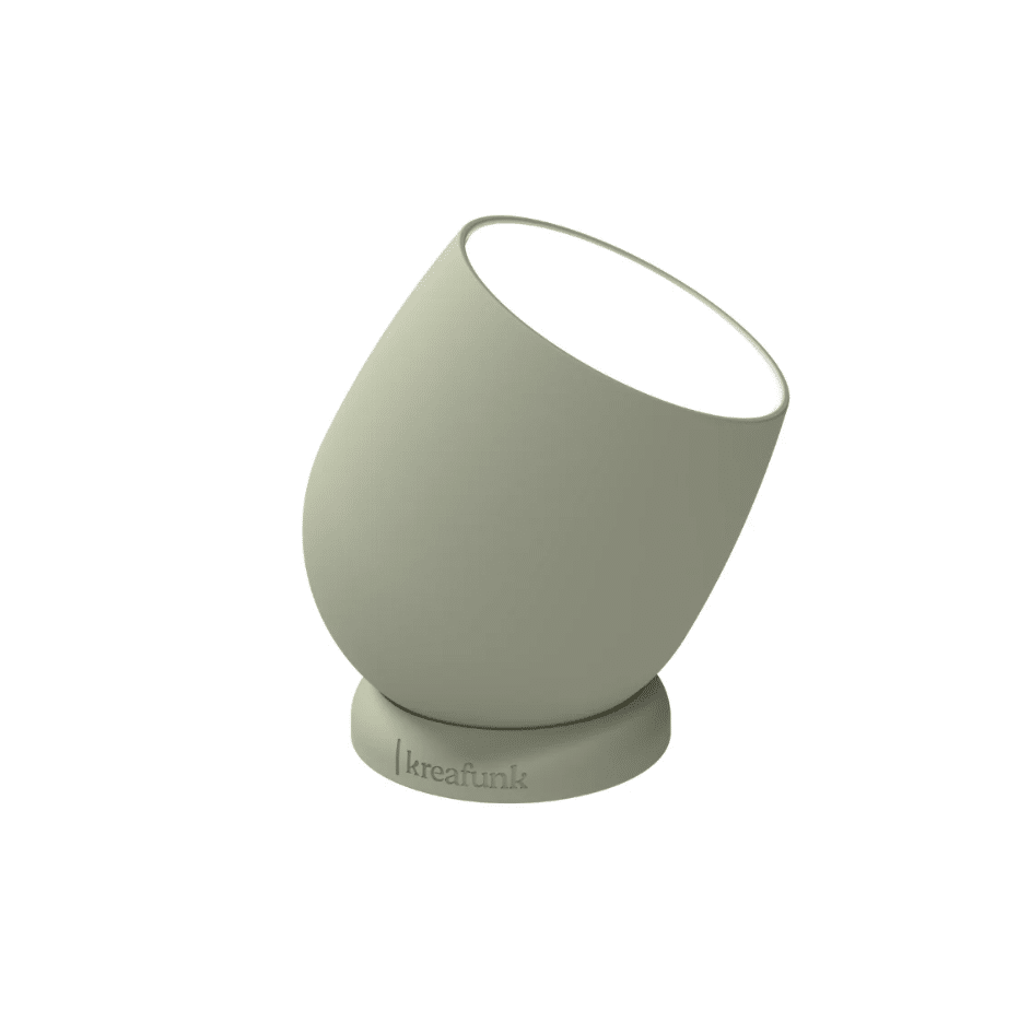 Lampe Beam – Vert Olive – Kreafunk - Vue de côté sur fond blanc