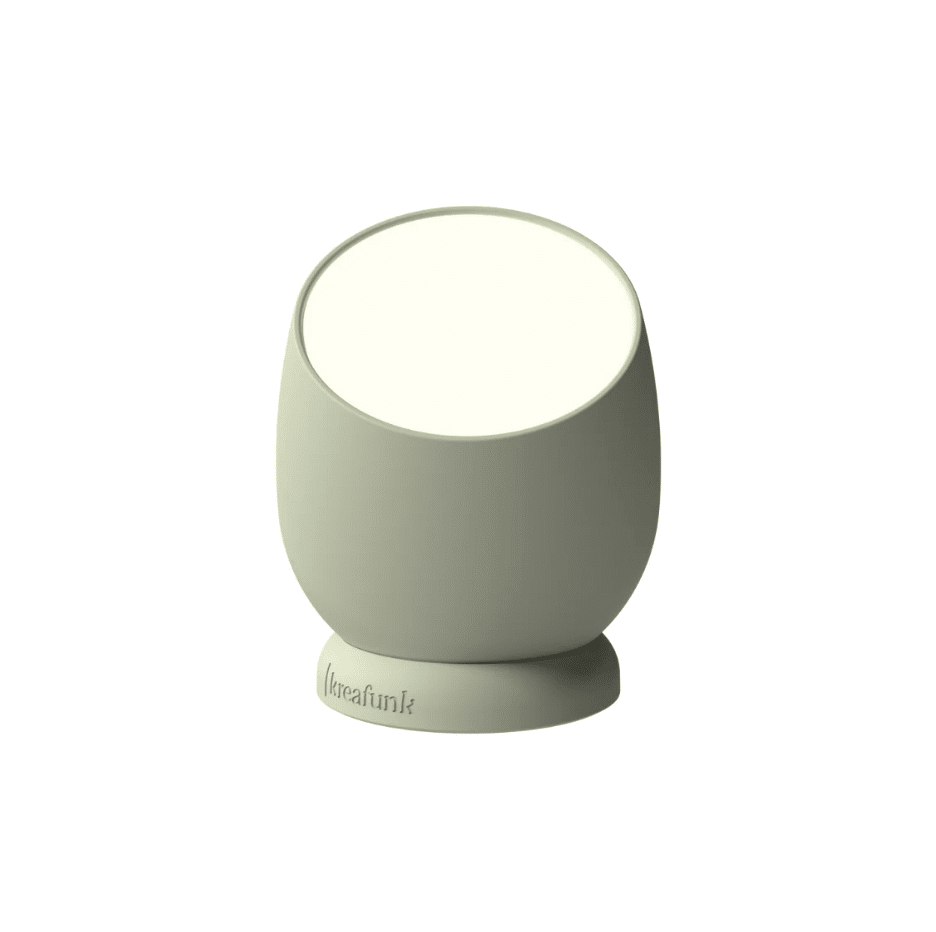 Lampe Beam – Vert Olive – Kreafunk - Vue de face sur fond blanc