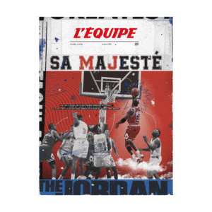 Affiche Exclusive L'Équipe - Basket Jordan, Kubbick, vue de face sur fond blanc