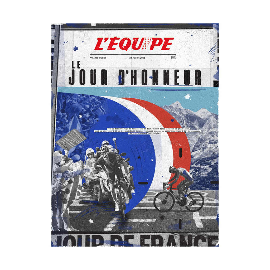 Affiche Exclusive L'Équipe - Tour De France Pinot - Kubbick, Kubbick, vue de face sur fond blanc