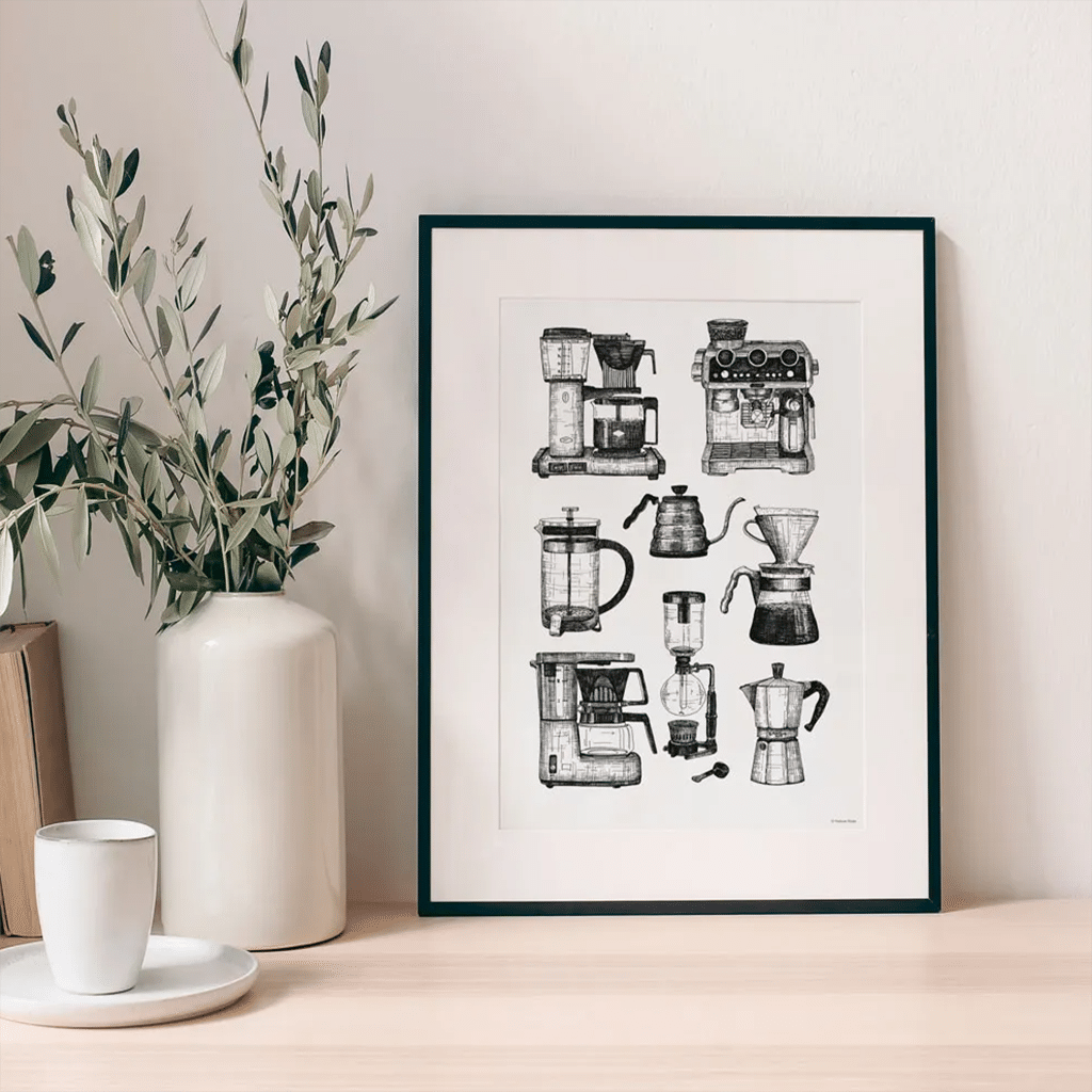 Affiche - Machines À Café : Une Collection de Machines à Café, Maison Paula, ambiance