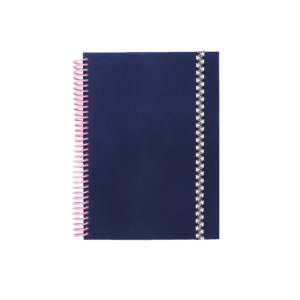 Carnet Toile Uni A5 - Bleu Marine, avec Élastique et Reliure Spirale Papier Tigre, vue de face sur fond blanc