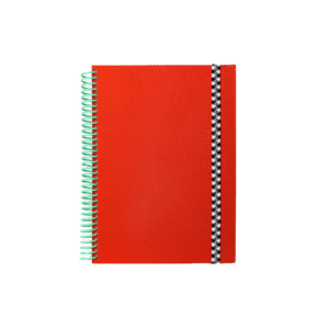 Carnet Toile Uni A5 - Corail, avec Élastique et Reliure Spirale Papier Tigre, vue de face sur fond blanc