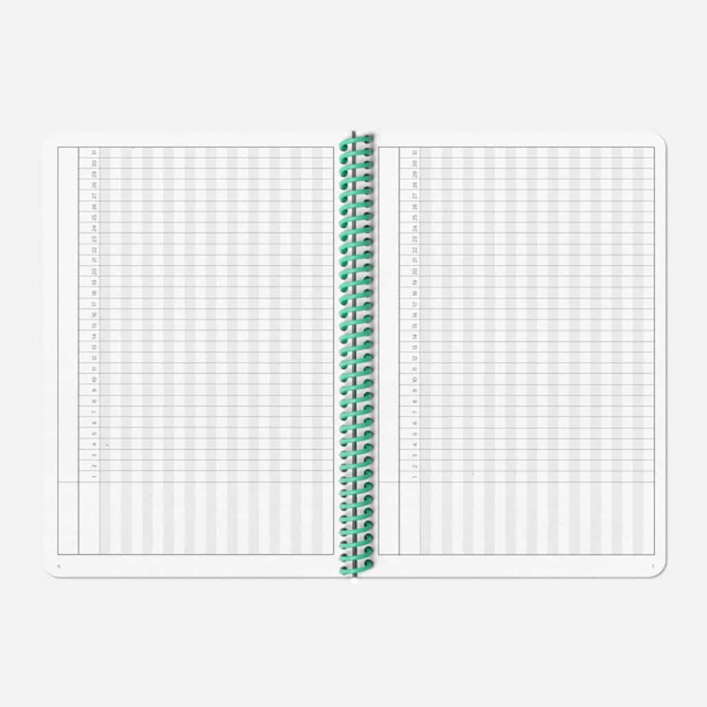 carnet de projets A5 Papier Tigre, vue ouvert sur fond blanc