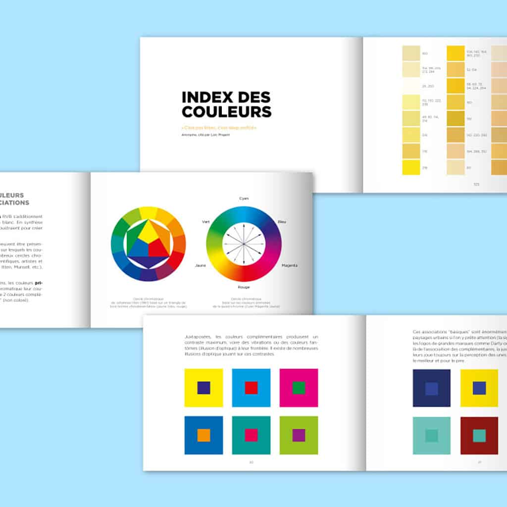 papier-tigre_color-inspiration-volume-1, ouvert sur fond bleu