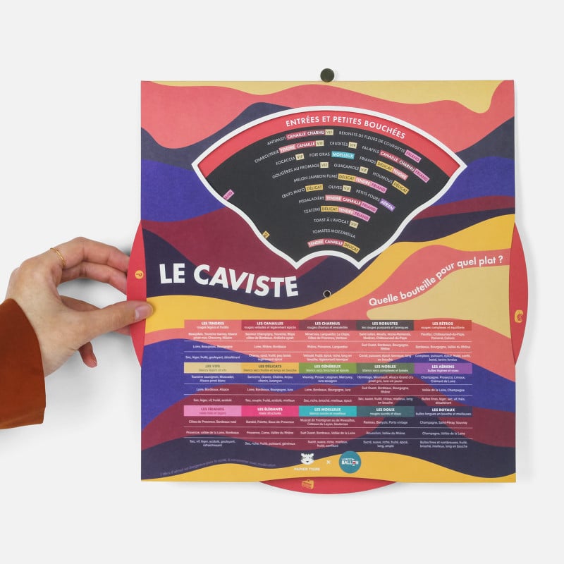 Décoration murale disque "Le Caviste" – Papier Tigre - Vue de dos sur fond blanc