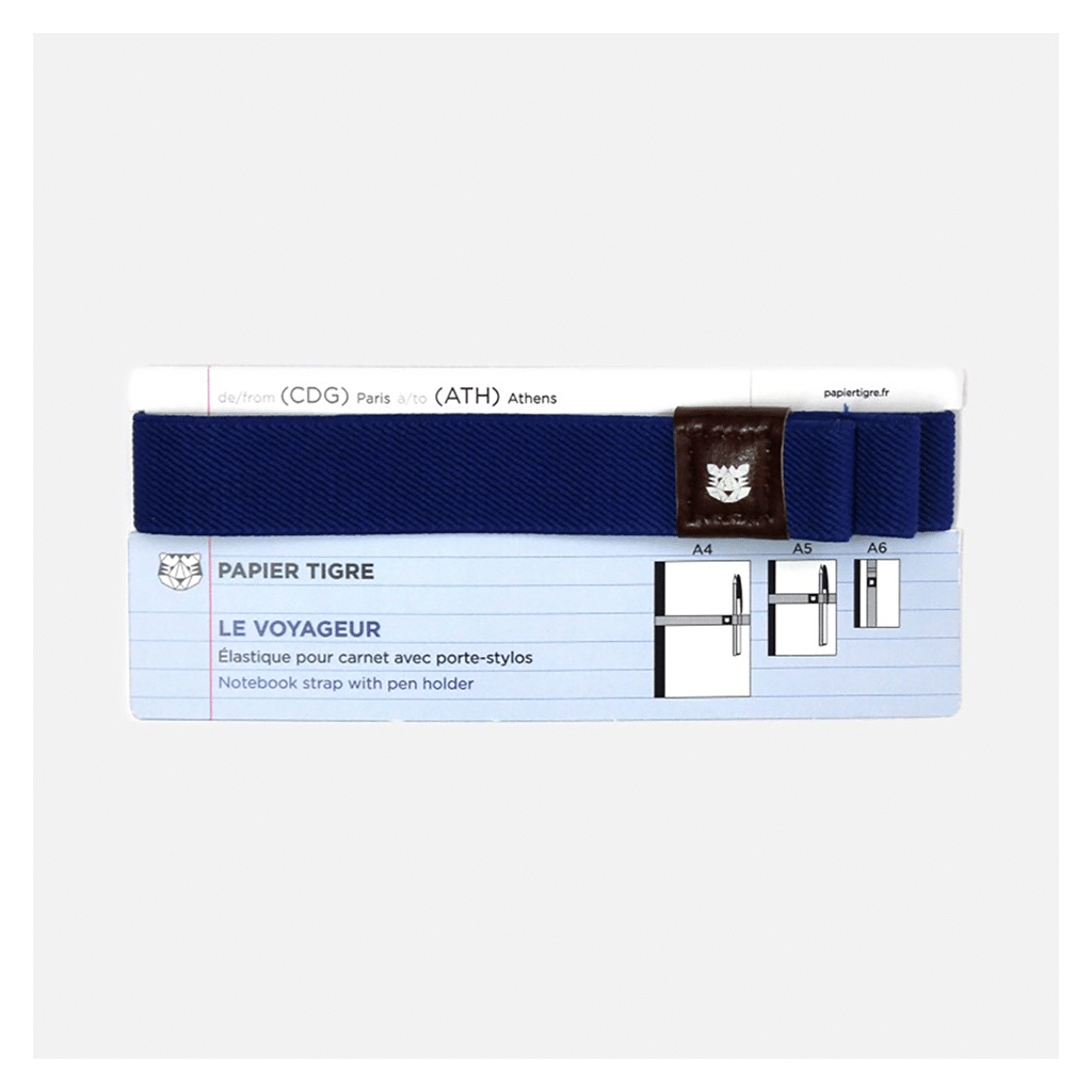 Élastique pour Carnet - Le Voyageur - Athens Papier Tigre, vue de face sur fond blanc, concept-store pour Hommes Vannes