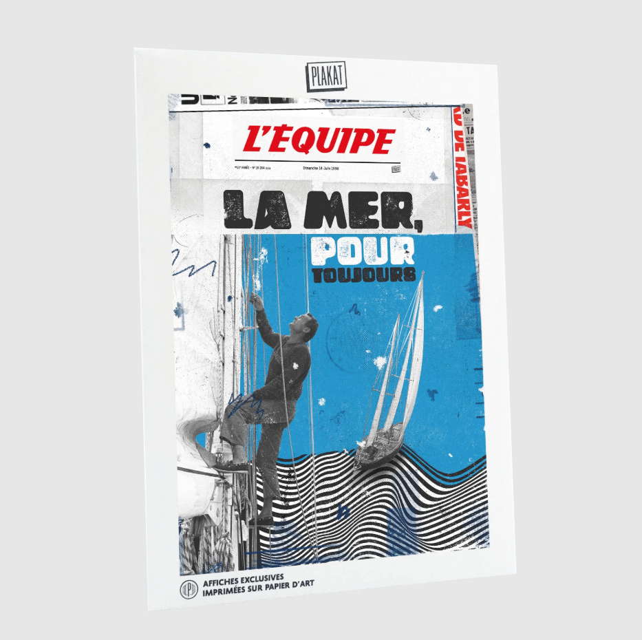 Affiche voilier Tabarly – L’Équipe x Plakat - Vue de face sur fond blanc