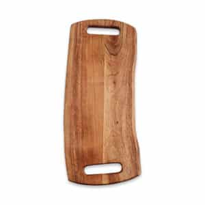 une planche de présentation en bois, vue de face sur fond blanc