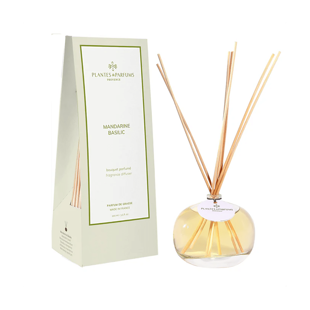 un bouquet parfumé mandarine basilic Plantes&Parfums, vue de face sur fond blanc