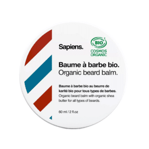 un baume à barbe bio de Sapiens, vue de face sur fond blanc