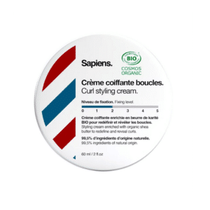 une crème coiffante boucles bio Sapiens, vue de face sur fond blanc