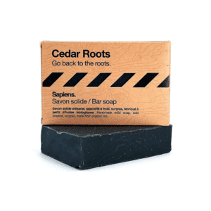 un savon solide homme "Cedar roots" Sapiens, vue de face sur fond blanc