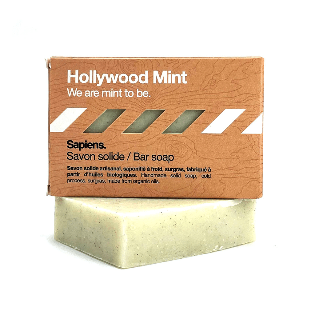 un savon solide homme "Hollywood mint" Sapiens, vue de face sur fond blanc
