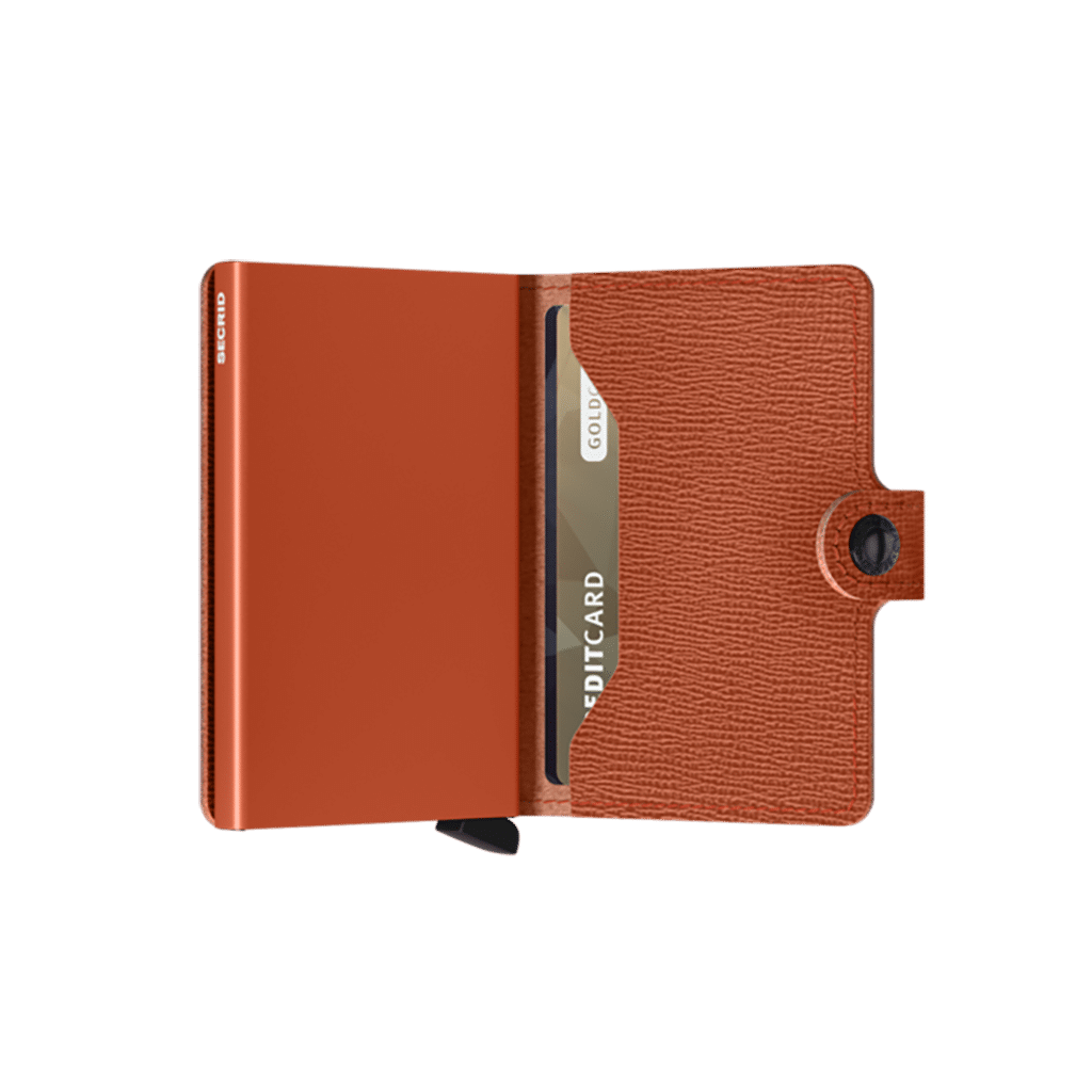 Miniwallet Crisple Pumpkin : Élégance et Compacité, Secrid, vue de face ouvert sur fond blanc