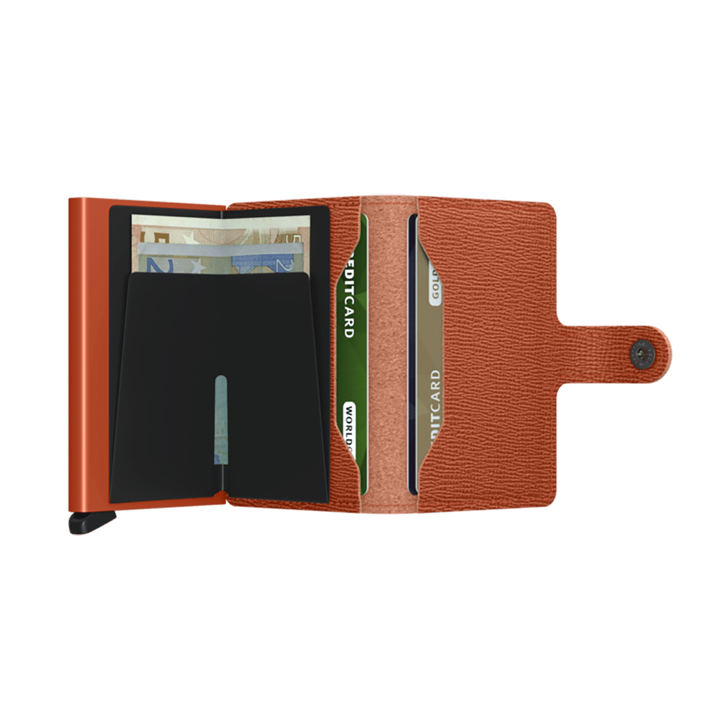 Miniwallet Crisple Pumpkin : Élégance et Compacité, Secrid, vue de face ouvert sur fond blanc