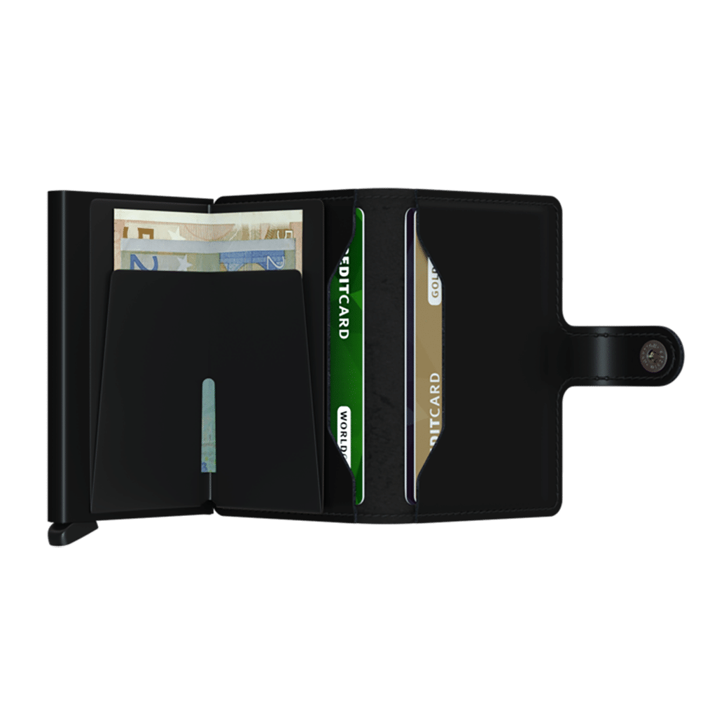 Miniwallet Matte Black : Élégance et Compacité, Secrid, vue de face ouvert sur fond blanc