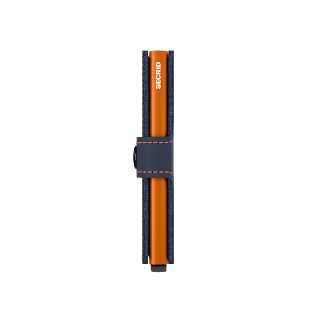 Miniwallet Matte Nightblue & Orange : Élégance et Compacité, Secrid, vue de côté sur fond blanc