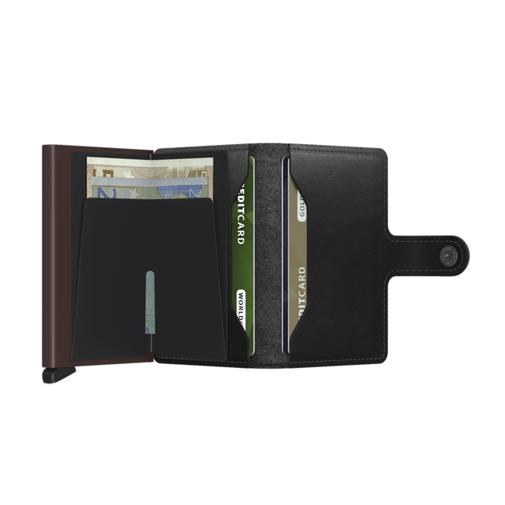 Miniwallet Original Black-Brown : Élégance et Compacité, Secrid, vue de face ouvert sur fond blanc