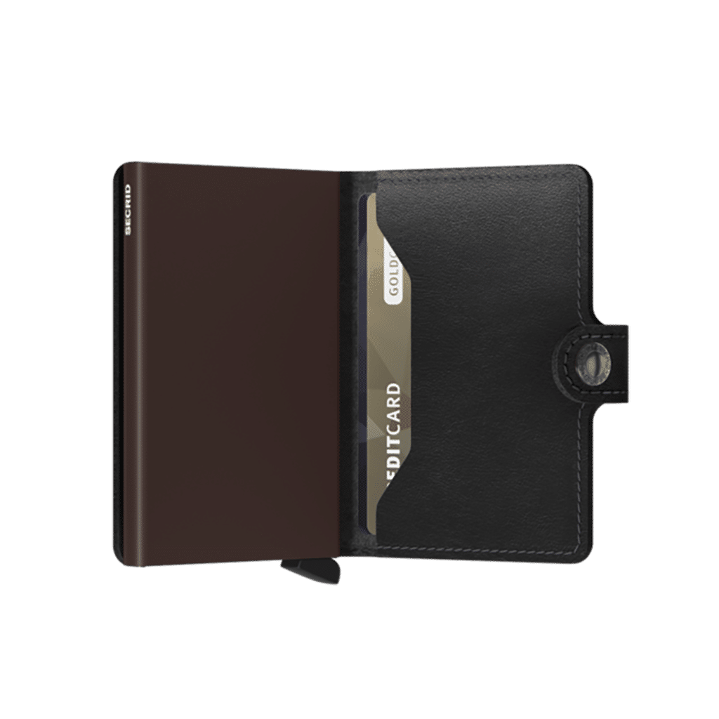 Miniwallet Original Black-Brown : Élégance et Compacité, Secrid, vue de face ouvert sur fond blanc