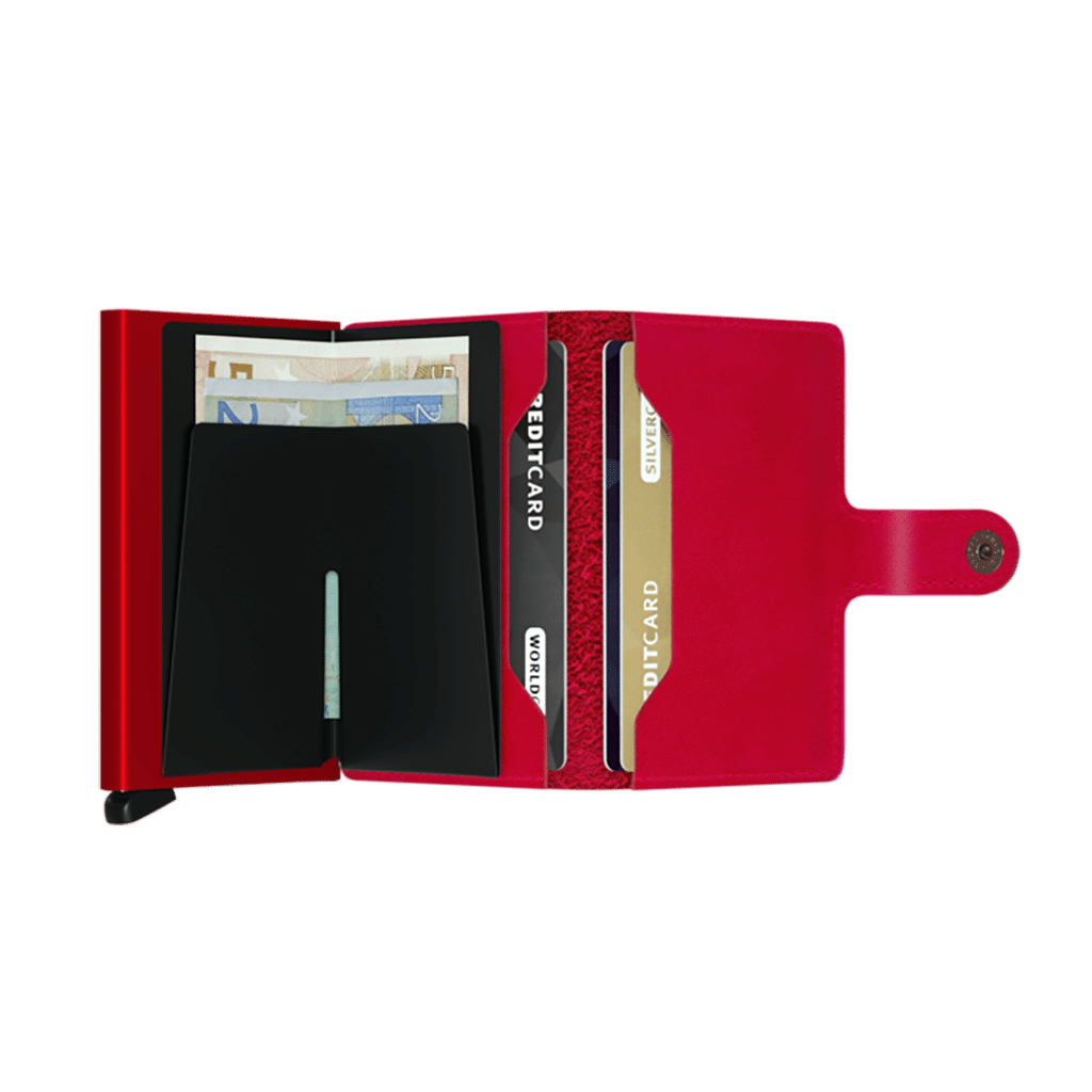 Miniwallet Original Red : Élégance et Compacité, Secrid, vue de face ouvert sur fond blanc