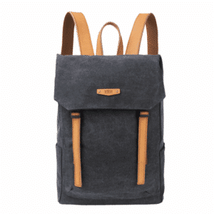 Sac à dos Quai de la Gare  - Toile et cuir - Noir – ZEDE - Vu de face sur fond blanc