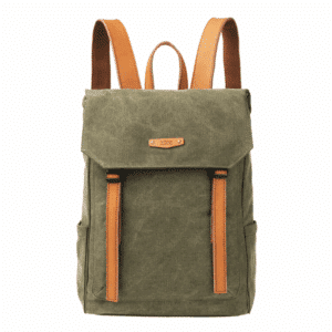Sac à dos Quai de la Gare  - Toile et cuir - Olive – ZEDE - Vu de face sur fond blanc