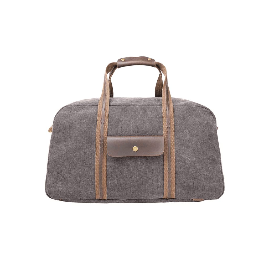 Un sac de voyage "Tolbiac" gris ZEDE, vue de face sur fond blanc