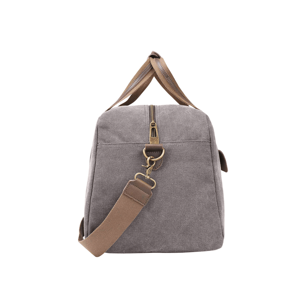 Un sac de voyage "Tolbiac" gris ZEDE, vue de côté sur fond blanc