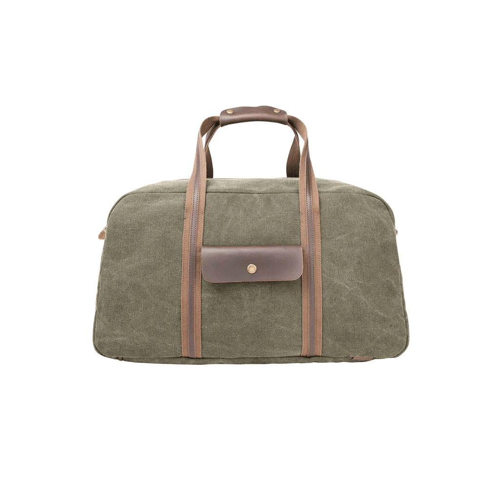 un sac de voyage "Tolbiac" olive ZEDE, vue de face sur fond blanc
